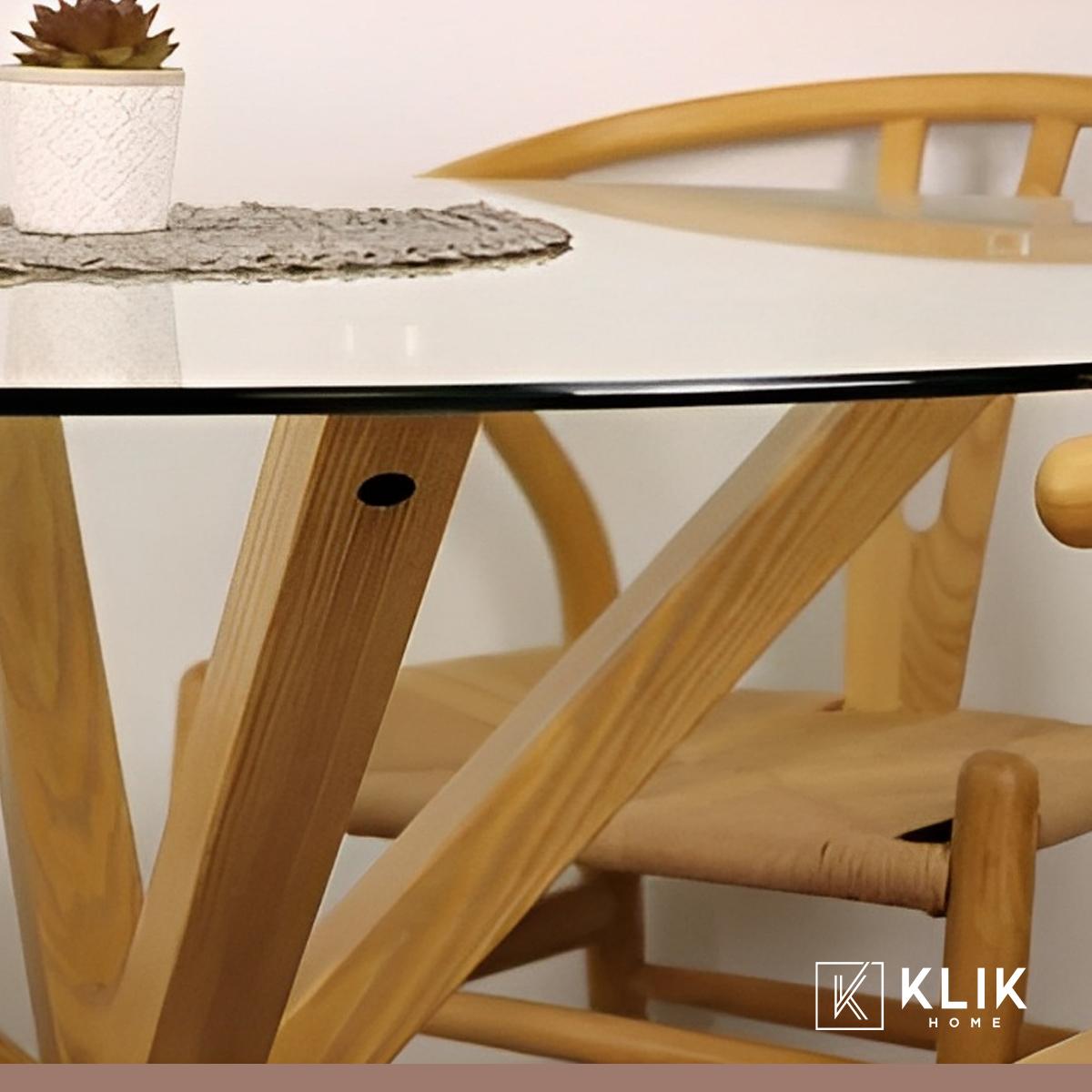 MESA COMEDOR KLIK MUEBLES CROSS REDONDA VIDRIO 120CM ACERO - 8