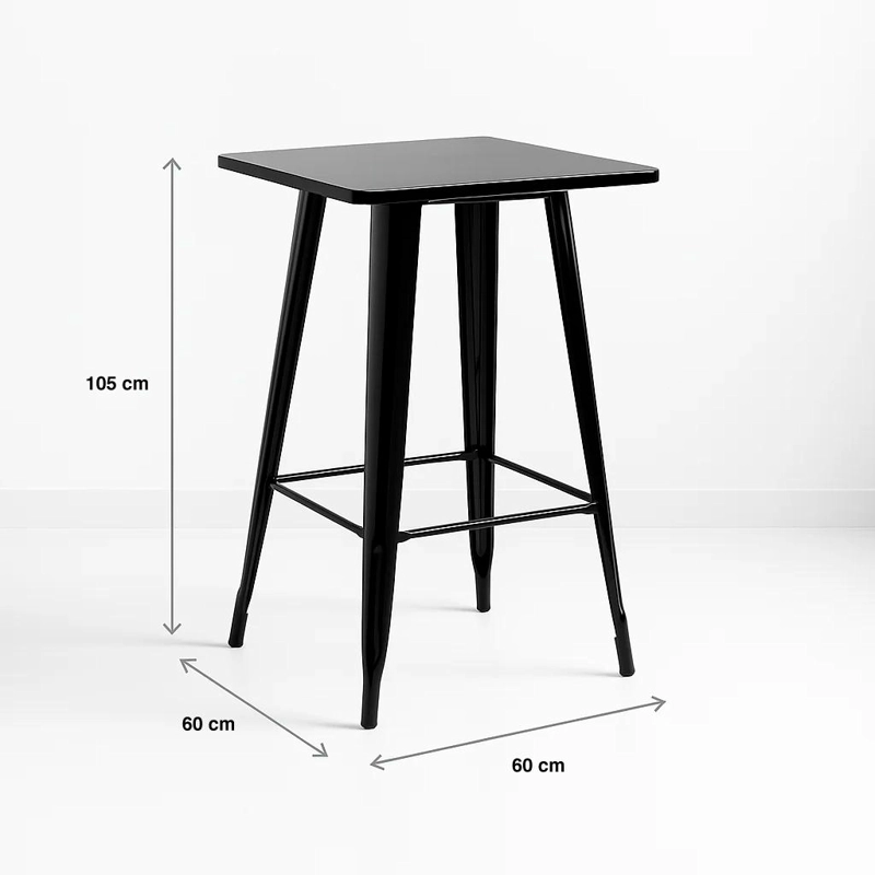 MESA TOLIX DE BAR O TERRAZA O RESTAURANT 105 CM DE ALTO 60X60CM - EN COLOR NEGRO - 4