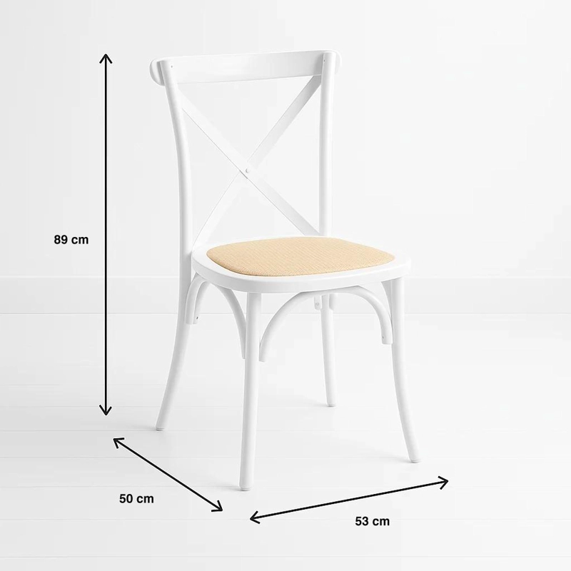 SILLA CROSSBACK MADERA RATTAN - BLANCA - 8