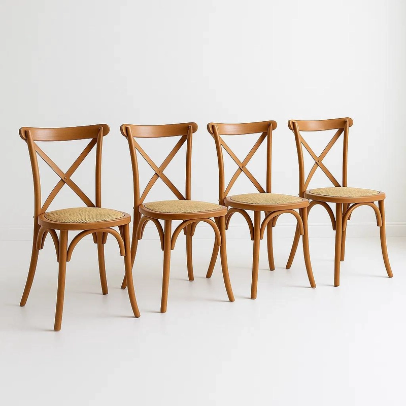 SILLAS KLIK MUEBLES MADERA RATÁN NATURAL PACK 4 CROSSBACK - 1