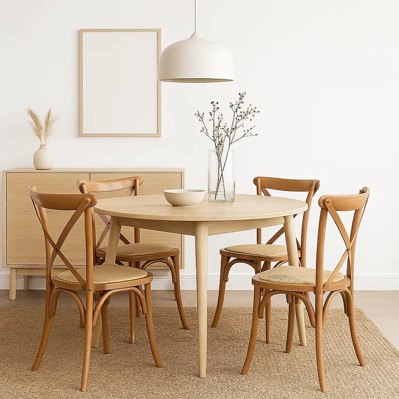 SILLAS KLIK MUEBLES MADERA RATÁN NATURAL PACK 4 CROSSBACK - 2