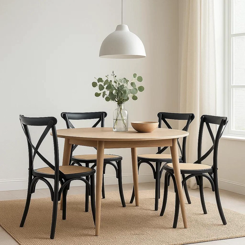 SILLAS KLIK MUEBLES MADERA RATÁN NEGRO PACK 4 CROSSBACK - 2