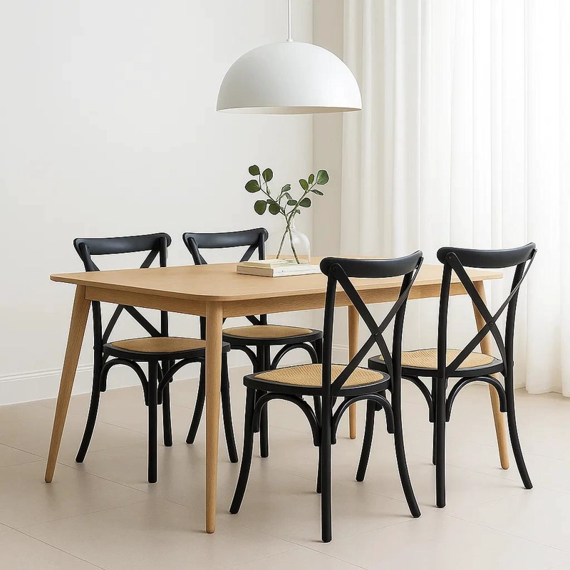 SILLAS KLIK MUEBLES MADERA RATÁN NEGRO PACK 4 CROSSBACK - 3