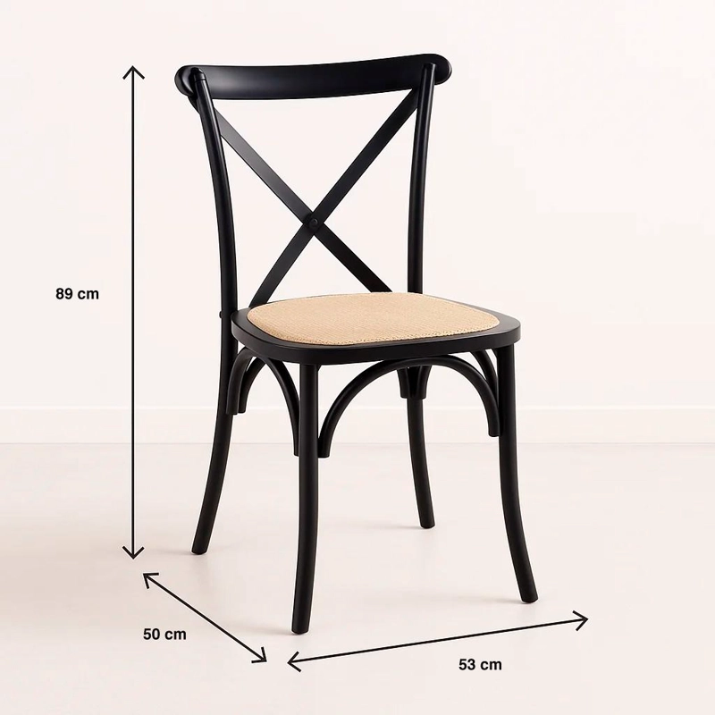 SILLAS KLIK MUEBLES MADERA RATÁN NEGRO PACK 4 CROSSBACK - 4