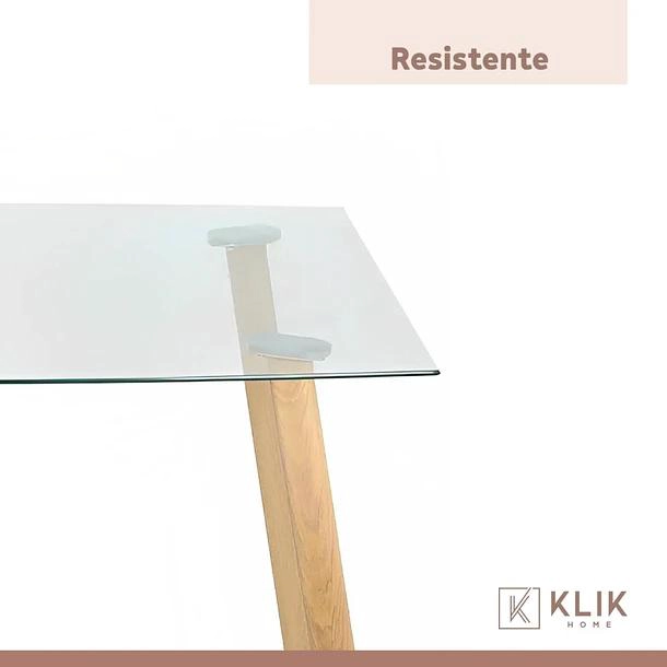 COMEDOR KLIK MUEBLES 4 CUERPOS VIDRIO NEGRAS MESA NÓRDICA 140X90CM + 6 SILLAS CROSSBACK MADERA - 7