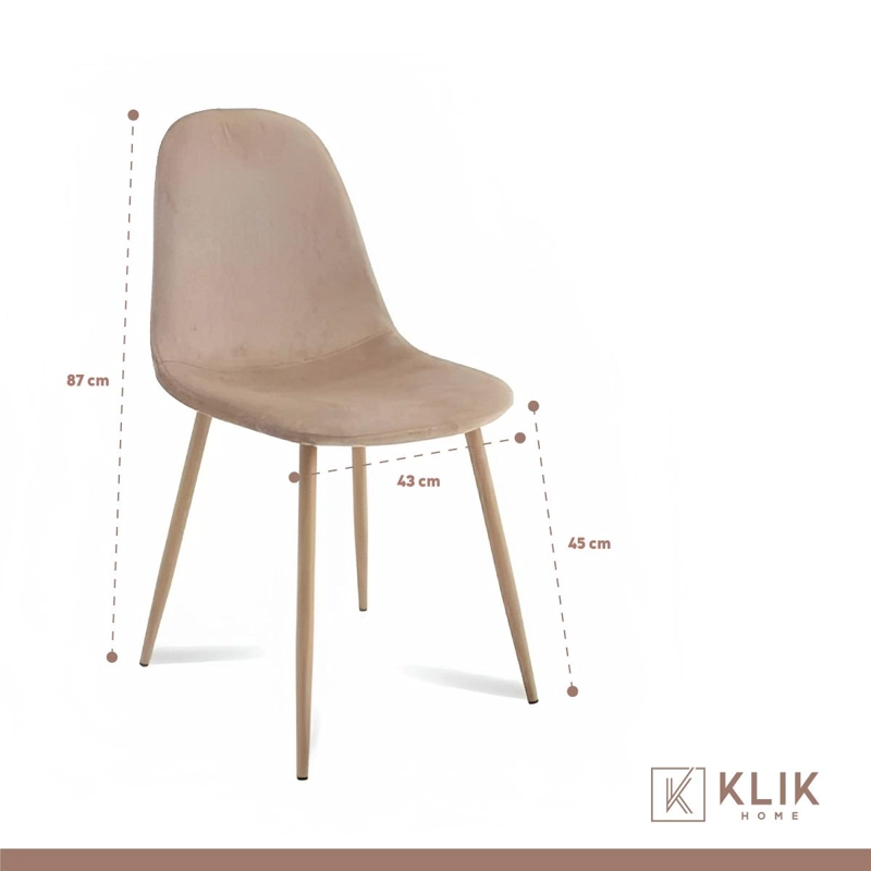 COMEDOR MESA DE VIDRIO 120X80 + 6 SILLAS SPOON TERCIOPELO BEIGE - 6