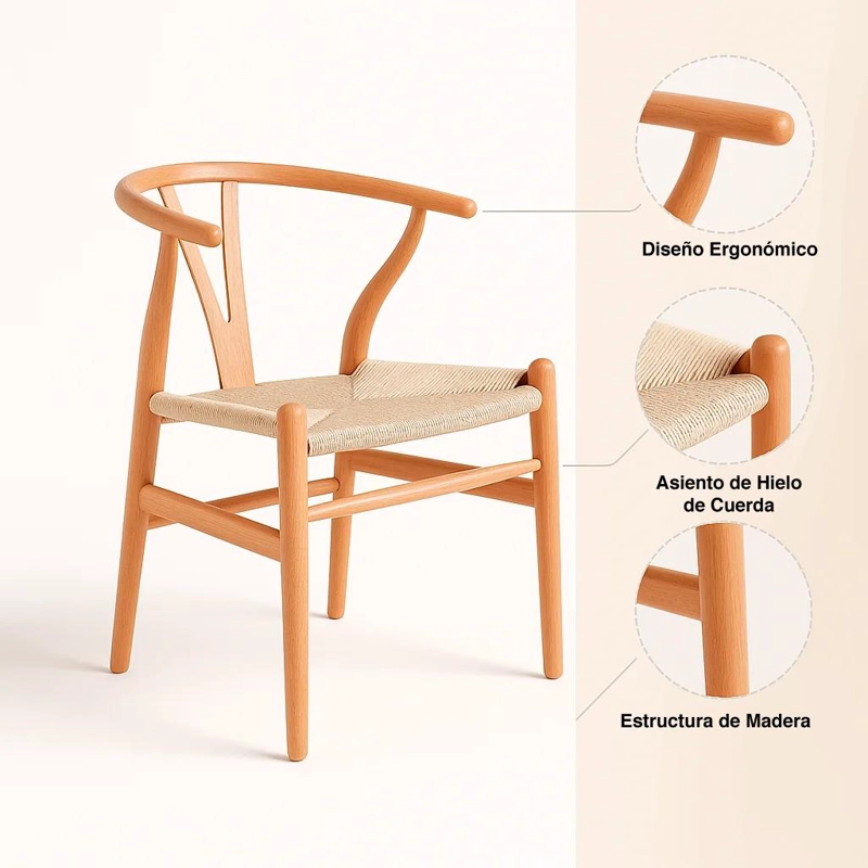 SILLAS KLIK MUEBLES WISHBONE MADERA NUDE PACK 2 - 5
