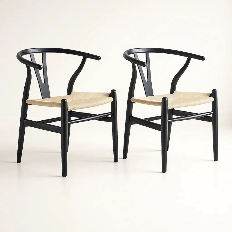 SILLAS KLIK MUEBLES WISHBONE MADERA NEGRA PACK 2 - 1