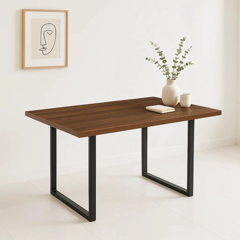 MESA COMEDOR KLIK MUEBLES ESTILO INDUSTRIAL 140X90 MADERA OSCURA WALNUT METAL - 2