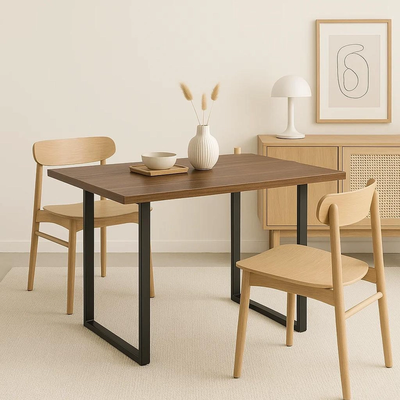 MESA COMEDOR KLIK MUEBLES ESTILO INDUSTRIAL 140X90 MADERA OSCURA WALNUT METAL - 3