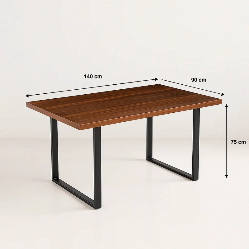 MESA COMEDOR KLIK MUEBLES ESTILO INDUSTRIAL 140X90 MADERA OSCURA WALNUT METAL - 4