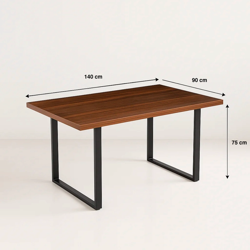 MESA COMEDOR KLIK MUEBLES ESTILO INDUSTRIAL 140X90 MADERA OSCURA WALNUT METAL - 8