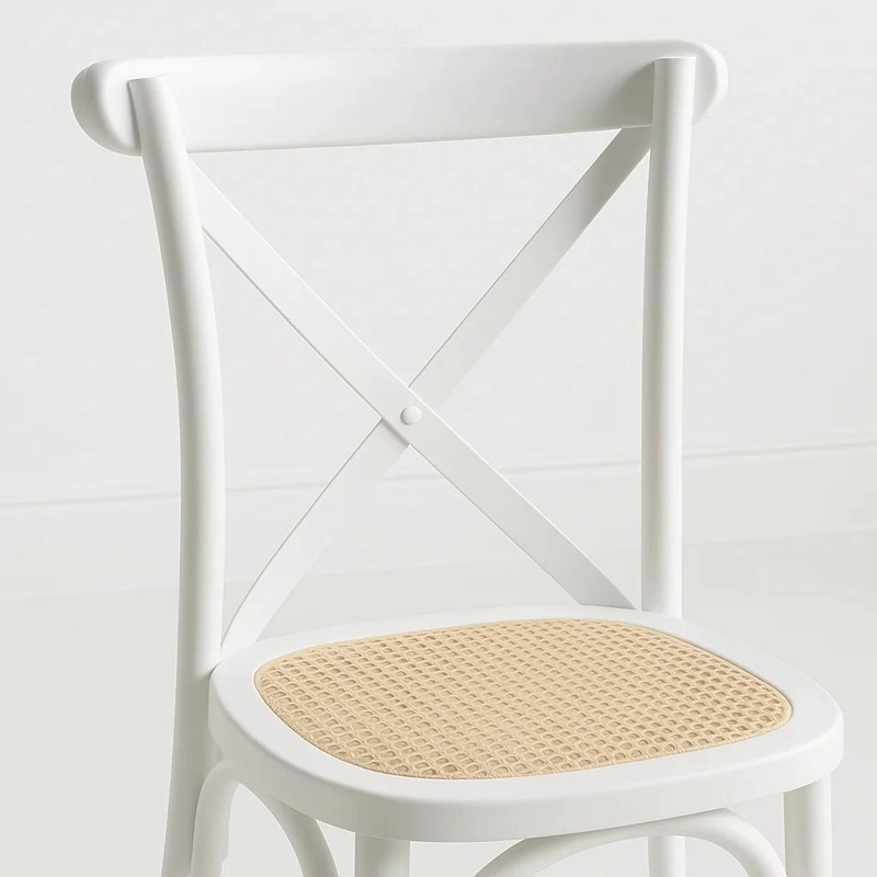 PACK DE 4 SILLAS CROSSBACK MADERA RATTAN - BLANCAS - 6