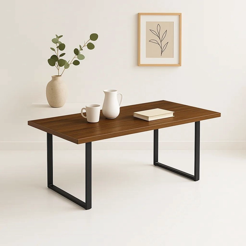 MESA COMEDOR KLIK MUEBLES ESTILO INDUSTRIAL 160X90 MADERA OSCURA WALNUT METAL - 2