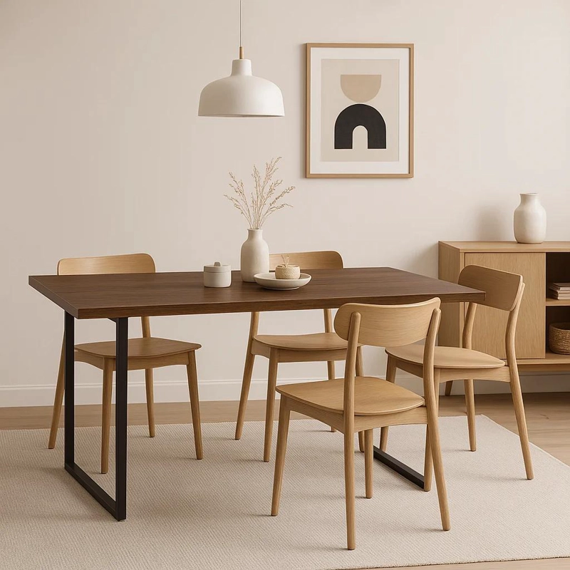MESA COMEDOR KLIK MUEBLES ESTILO INDUSTRIAL 160X90 MADERA OSCURA WALNUT METAL - 3