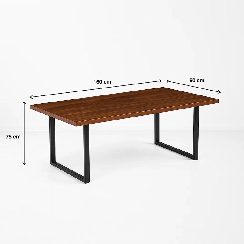MESA COMEDOR KLIK MUEBLES ESTILO INDUSTRIAL 160X90 MADERA OSCURA WALNUT METAL - 4