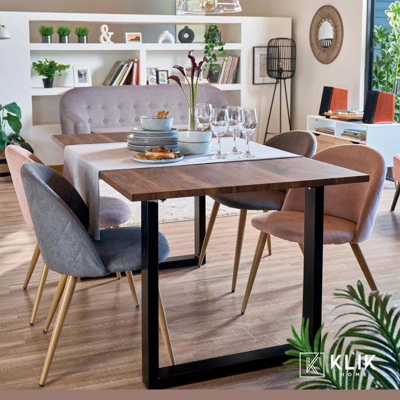 COMEDOR KLIK MUEBLES CAFE INDUSTRIAL 160X90 MADERA OSCURA WALNUT + 6 SILLAS TO - 9