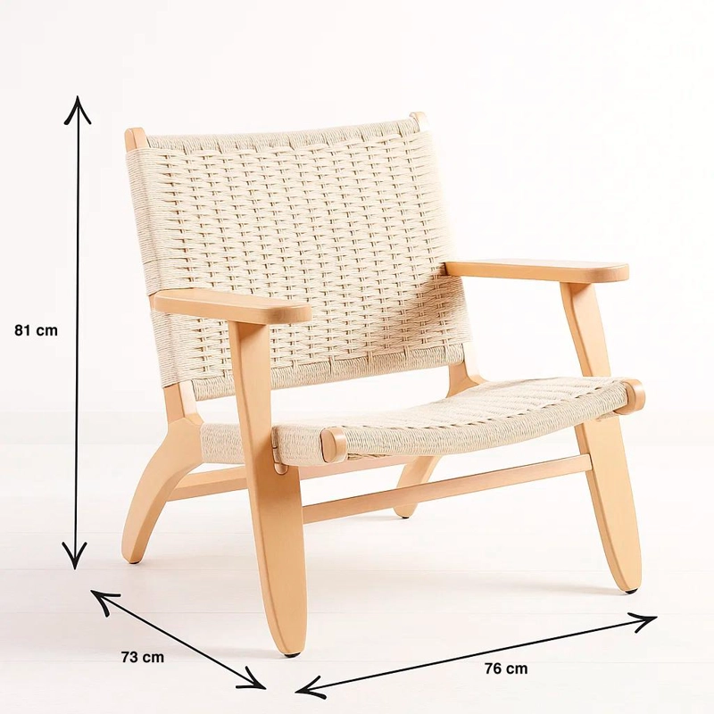 BUTACA KLIK MUEBLES DANESA WEGNER MADERA CAFE CLARO SITIAL HILO CUERDA - 4