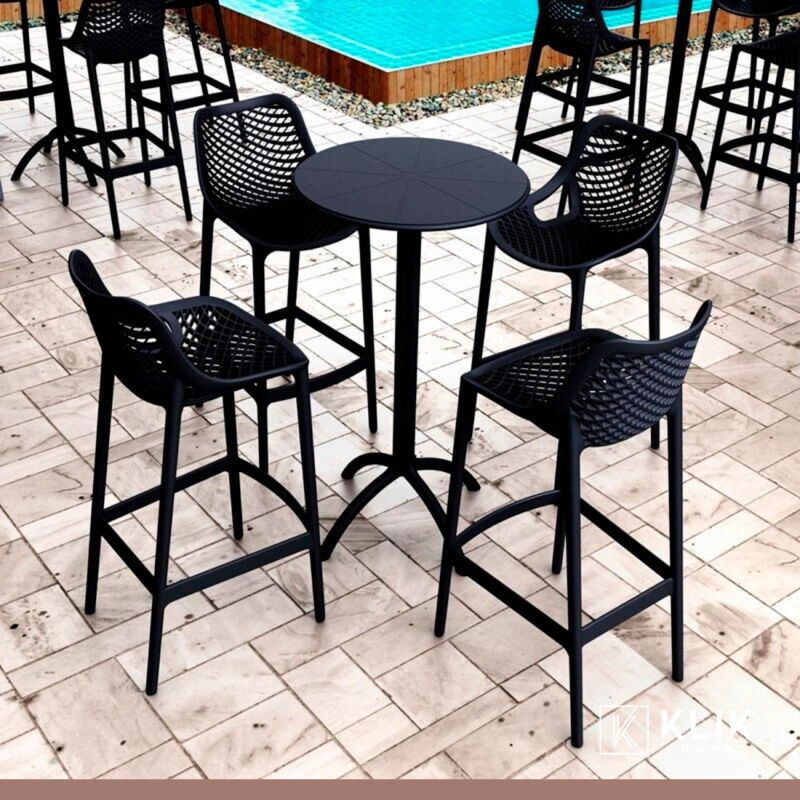 TABURETE PISO DE BAR TERRAZA EXTERIOR AIR BERLIN - NEGRO - 8