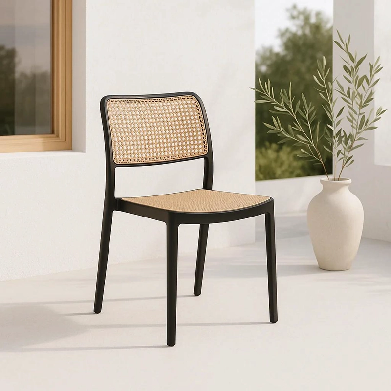 SILLA TERRAZA O COMEDOR KLIK MUEBLES HOFFMAN 1 CUERPO NEGRA ENREJADA - 2