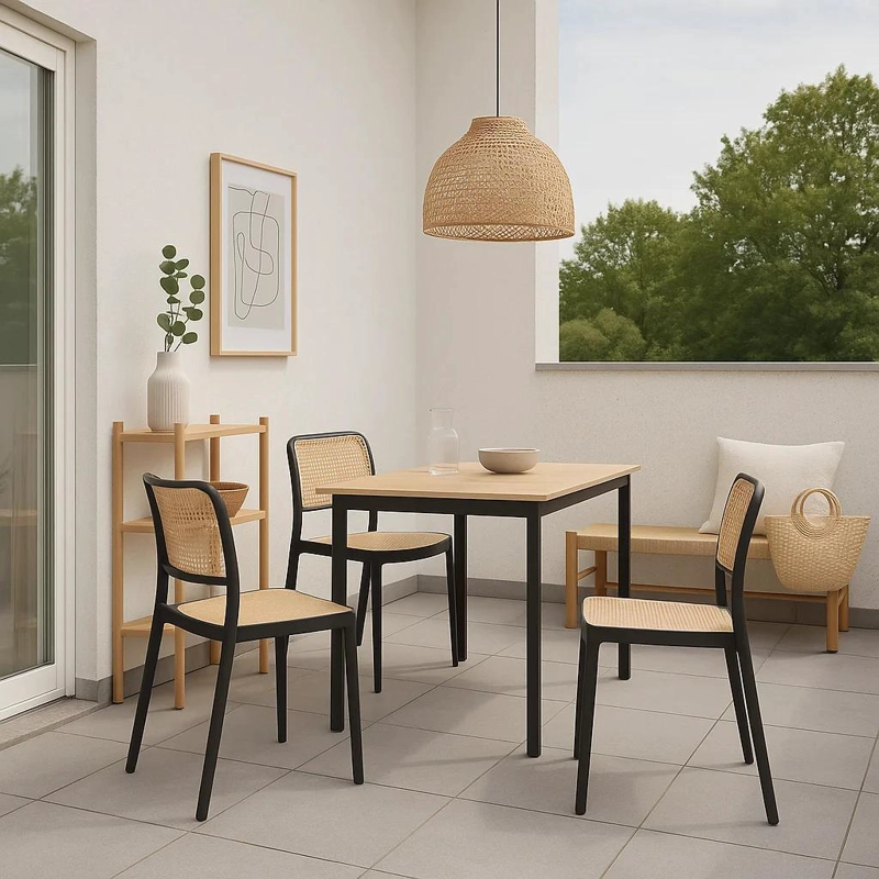 SILLA TERRAZA O COMEDOR KLIK MUEBLES HOFFMAN 1 CUERPO NEGRA ENREJADA - 3