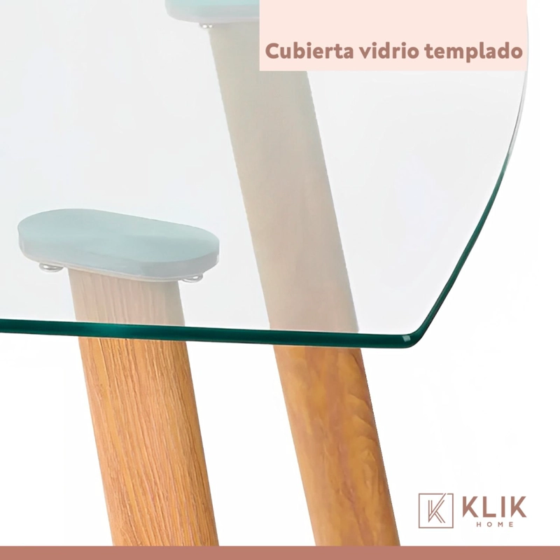 COMEDOR MESA DE VIDRIO NORDICA 140X90 CM + 6 SILLAS TULIP BLANCAS - 8