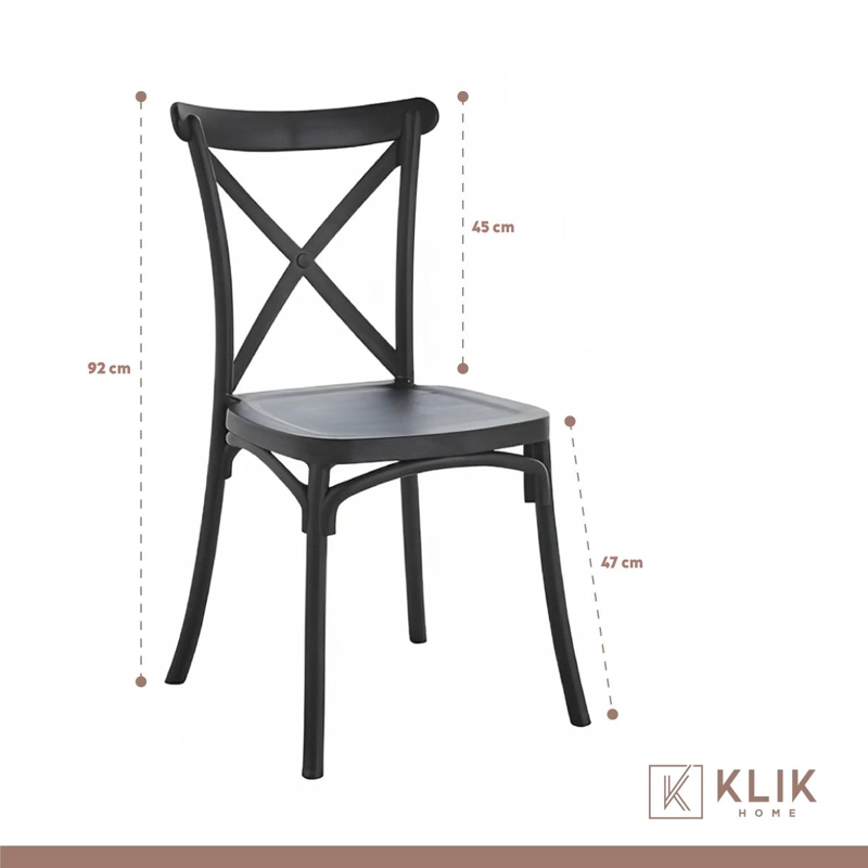 COMEDOR MESA EAMES VIDRIO 80CM + 4 SILLAS CROSSBACK EN COLOR NEGROS - 5