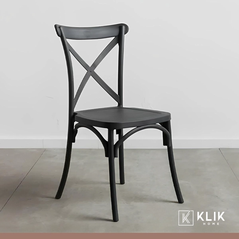 COMEDOR MESA EAMES VIDRIO 80CM + 4 SILLAS CROSSBACK EN COLOR NEGROS - 8