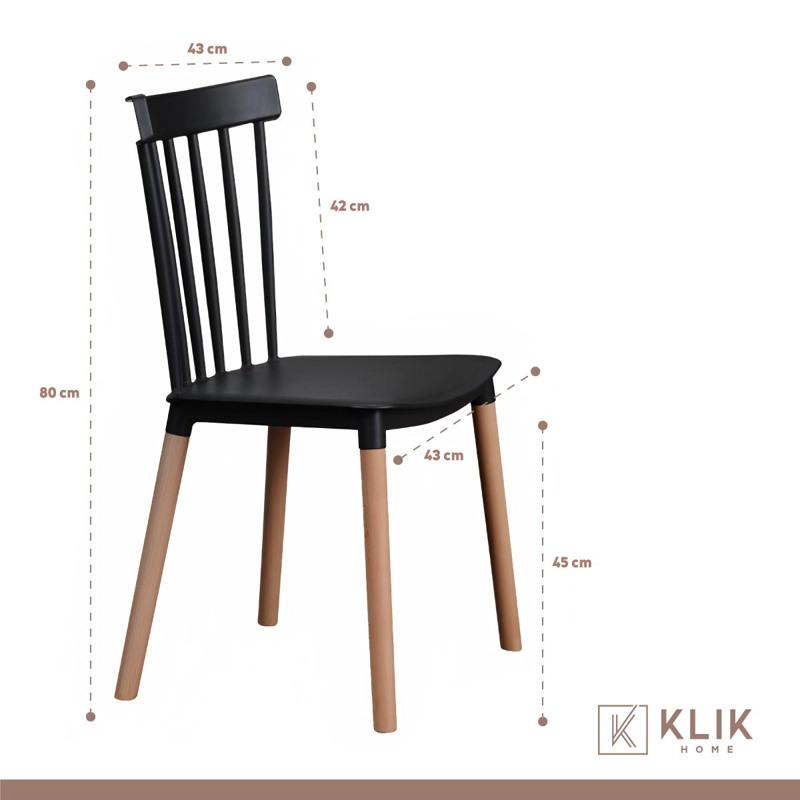 COMEDOR MESA REDONDA VIDRIO 80CM + 4 SILLAS WINDSOR NEGRAS - 5