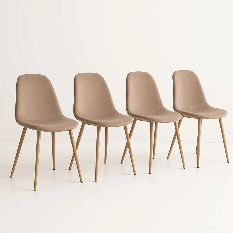 SILLAS KLIK MUEBLES SPOON 1 CUERPO TERCIOPELO BEIGE PACK 4 - 1