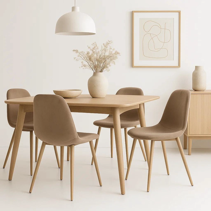 SILLAS KLIK MUEBLES SPOON 1 CUERPO TERCIOPELO BEIGE PACK 4 - 2