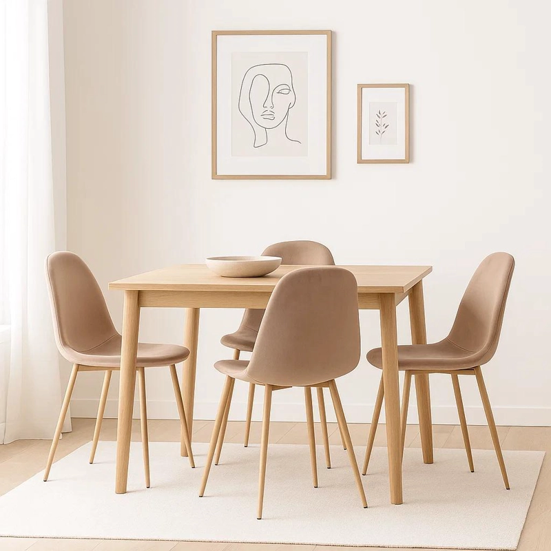 SILLAS KLIK MUEBLES SPOON 1 CUERPO TERCIOPELO BEIGE PACK 4 - 3