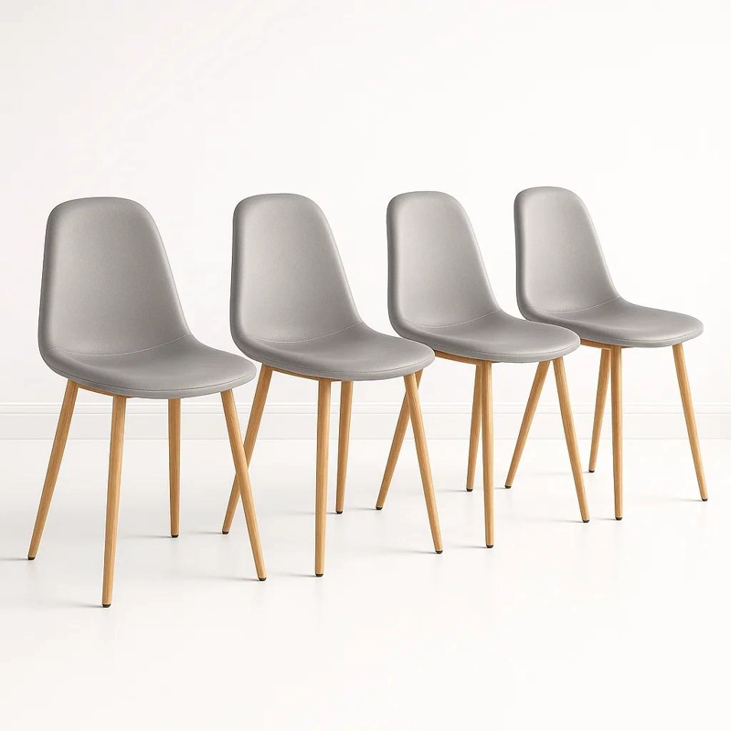 SILLAS KLIK MUEBLES SPOON 1 CUERPO TERCIOPELO GRIS PACK 4 - 1