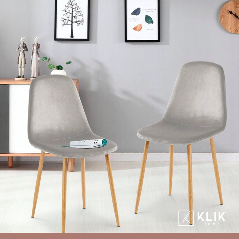 SILLAS KLIK MUEBLES SPOON 1 CUERPO TERCIOPELO GRIS PACK 4 - 8