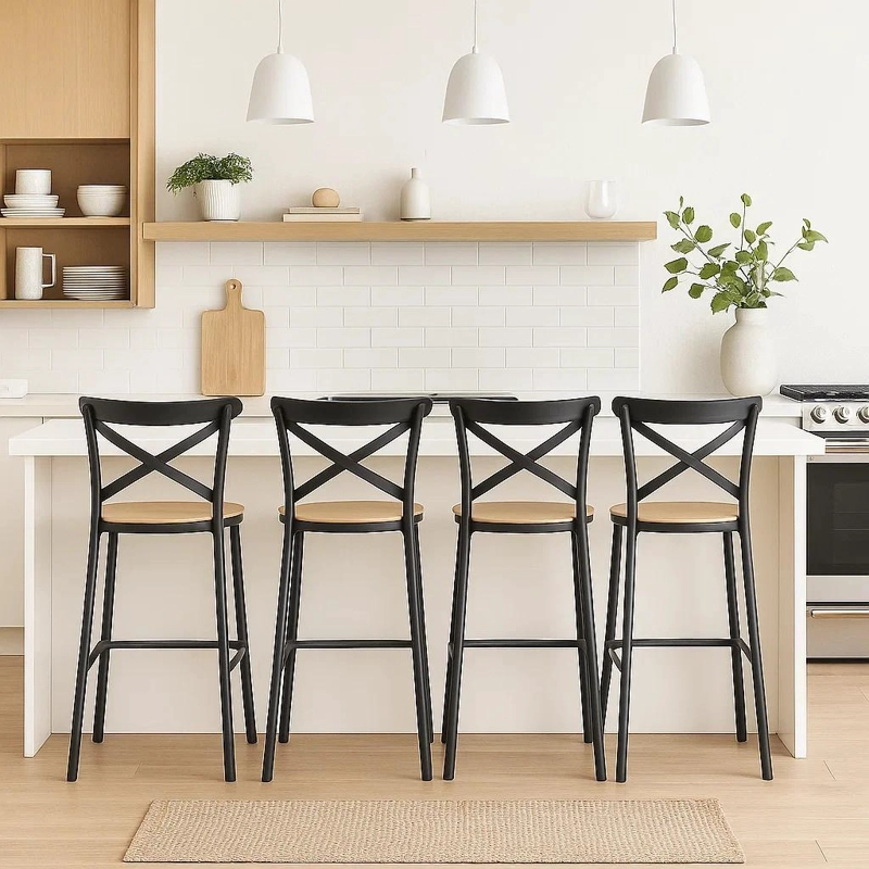TABURETES KLIK MUEBLES CROSSBACK 1 CUERPO NEGROS PACK 4 DANUBIO - 2