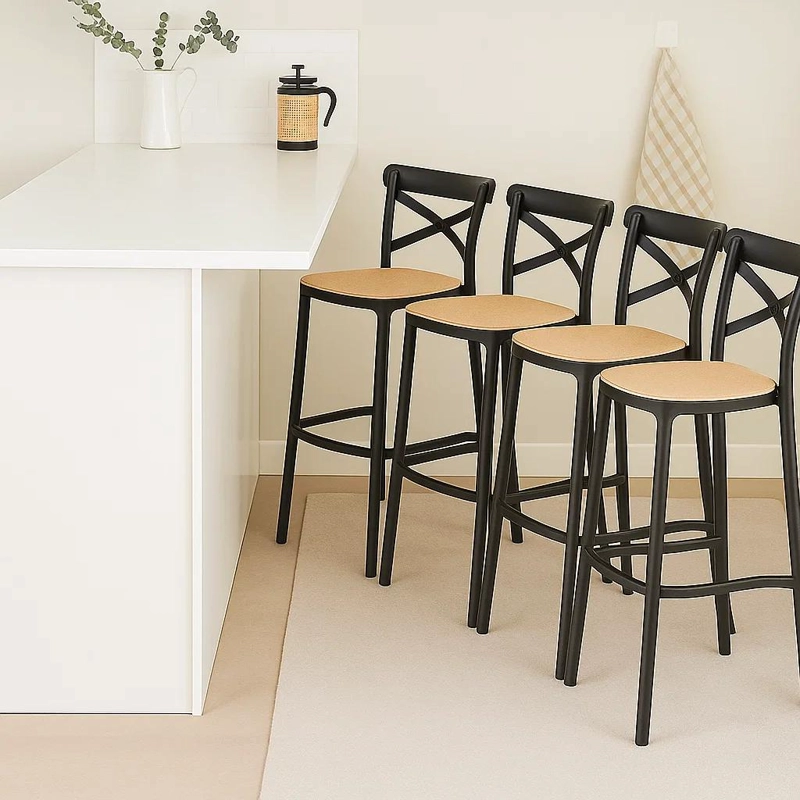 TABURETES KLIK MUEBLES CROSSBACK 1 CUERPO NEGROS PACK 4 DANUBIO - 3