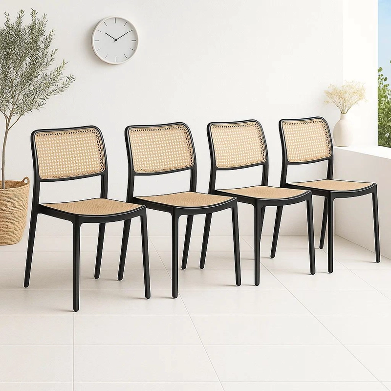 SILLAS TERRAZA KLIK MUEBLES ENREJADA 1 CUERPO NEGRAS PACK 4 - 2