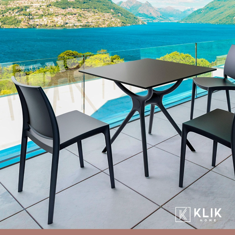 PACK DE 4 SILLAS DE TERRAZA EXTERIOR TIPO RESTAURANTE - NEGRAS - 8