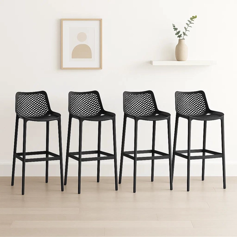 PACK DE 4 TABURETES PISO DE BAR AIR BERLIN - NEGROS - 2