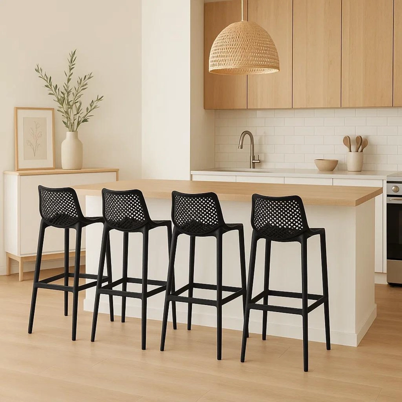 PACK DE 4 TABURETES PISO DE BAR AIR BERLIN - NEGROS - 3