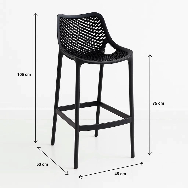 PACK DE 4 TABURETES PISO DE BAR AIR BERLIN - NEGROS - 4