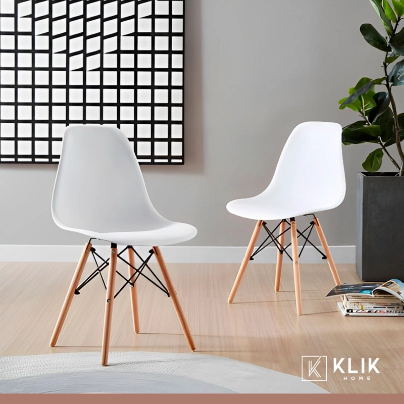 COMEDOR MESA DE 120X80 RECTANGULAR EN COLOR BLANCO + 6 SILLAS EAMES - - 2
