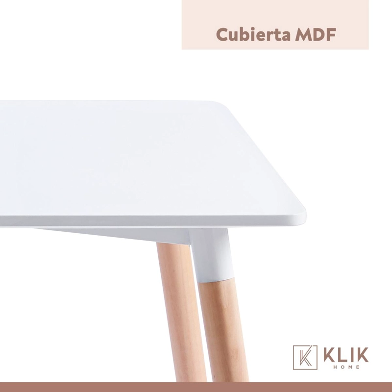 COMEDOR MESA DE 120X80 RECTANGULAR BLANCA + 6 SILLAS TULIP - BLANCAS - 8