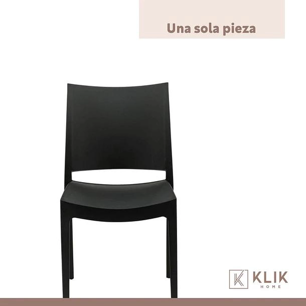 COMEDOR MESA EAMES DE VIDRIO 100CM + 4 SILLAS DE TERRAZA EXTERIOR - NEGRAS - 7