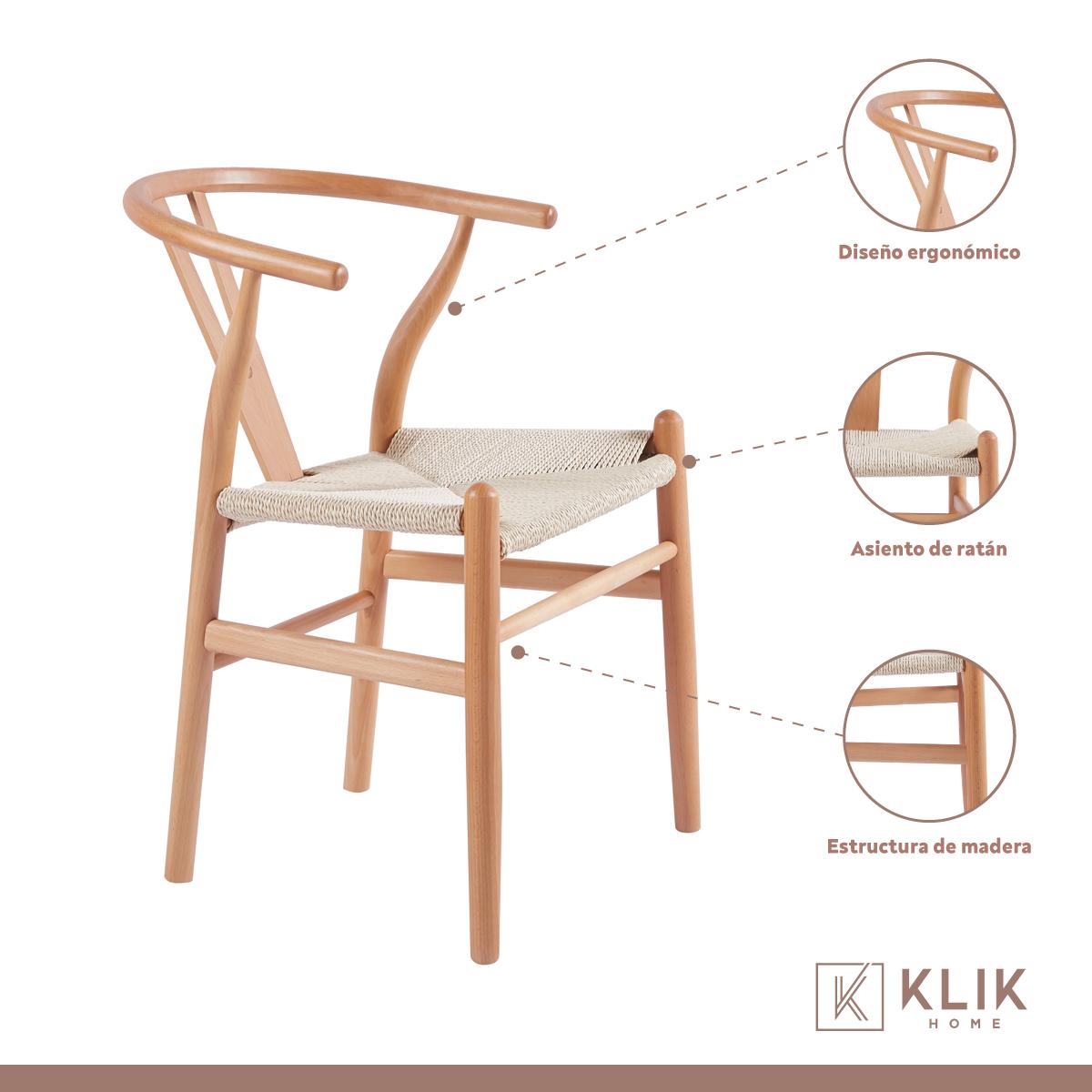 COMEDOR MESA REDONDA DE VIDRIO CROSS 120CM + 5 SILLAS WISHBO - 3