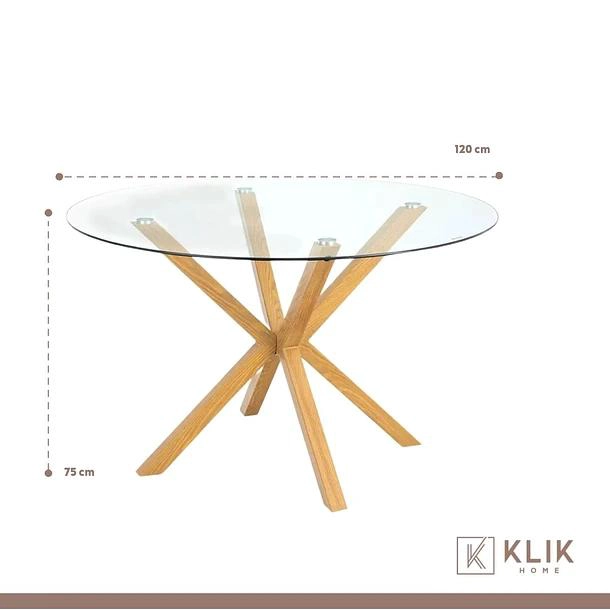 COMEDOR REDONDA DE VIDRIO CROSS 120CM + 5 SILLAS CROSSBACK MADERA - 6