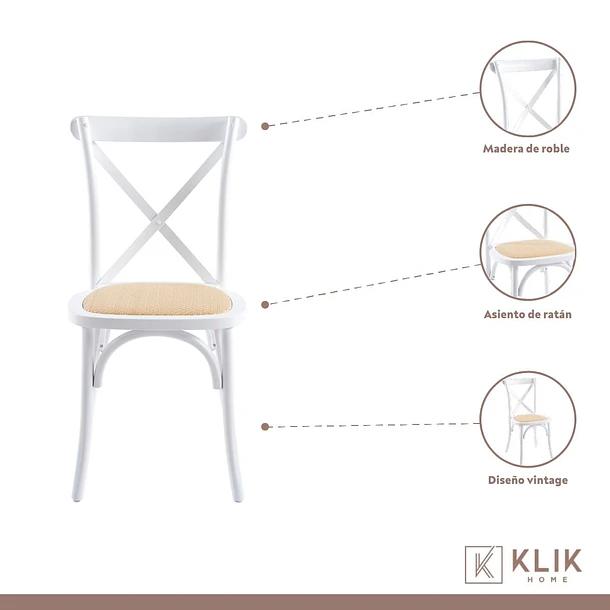 COMEDOR REDONDA VIDRIO CROSS 120CM + 5 SILLA CROSSBACK MADER - 3
