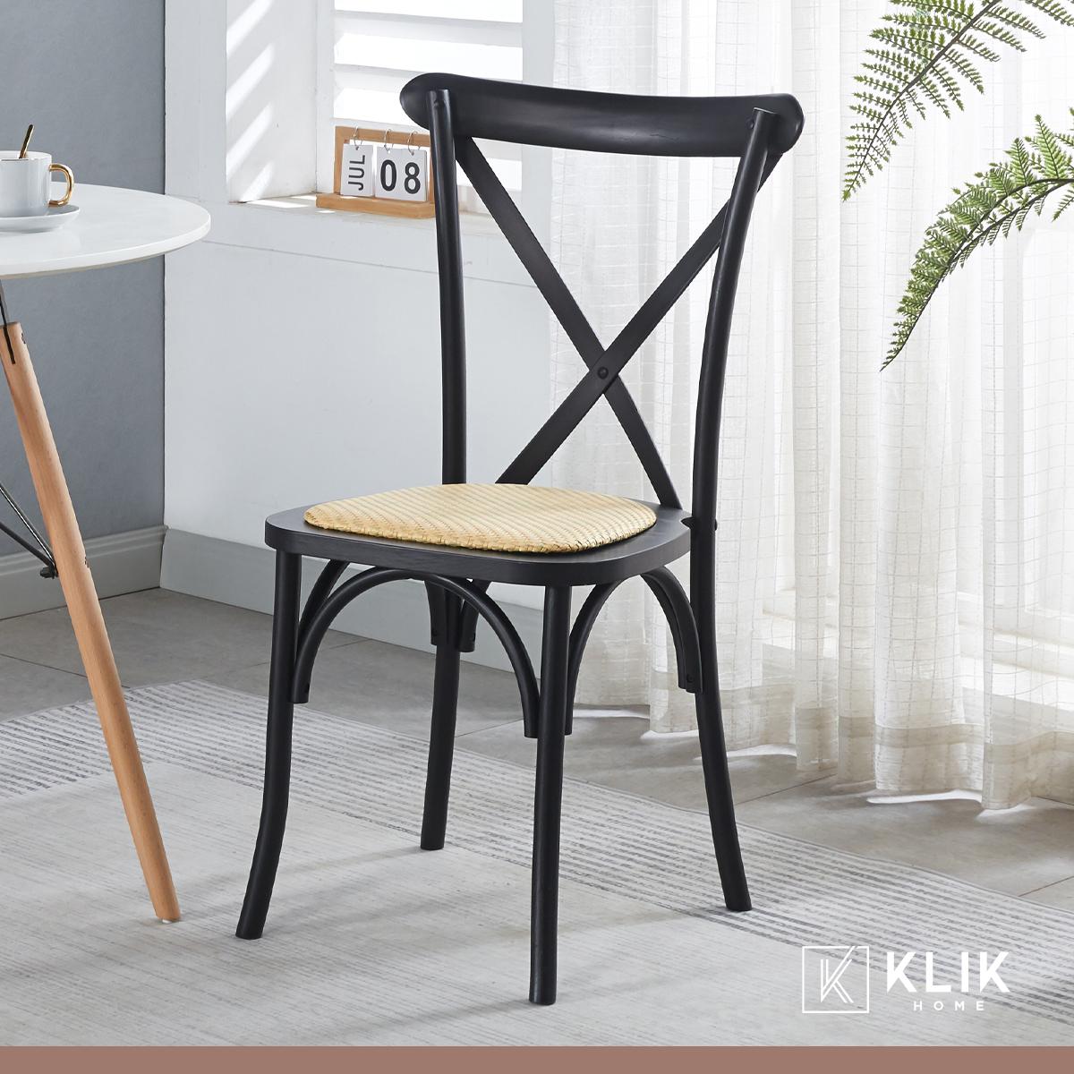 COMEDOR REDONDA DE VIDRIO CROSS 120CM + 5 SILLA CROSSBACK MA - 2