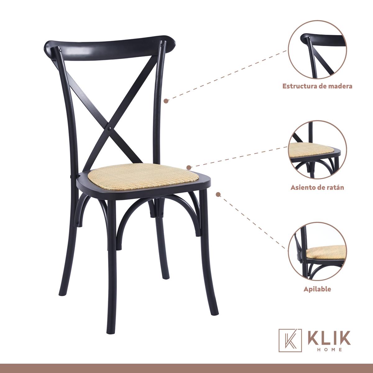 COMEDOR REDONDA DE VIDRIO CROSS 120CM + 5 SILLA CROSSBACK MA - 4