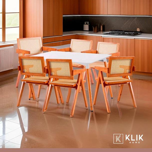 COMEDOR RECTANGULAR DE 120X80 BLANCA + 6 BUTACA CHANDIGARH M - 2